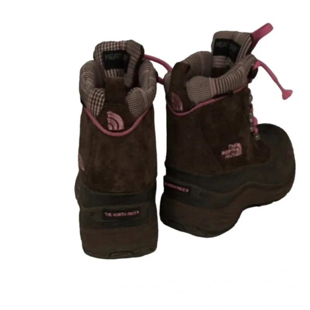 The North Face Suede Brown Lace-Up Waterproof Winter Boots Kids Girl 1